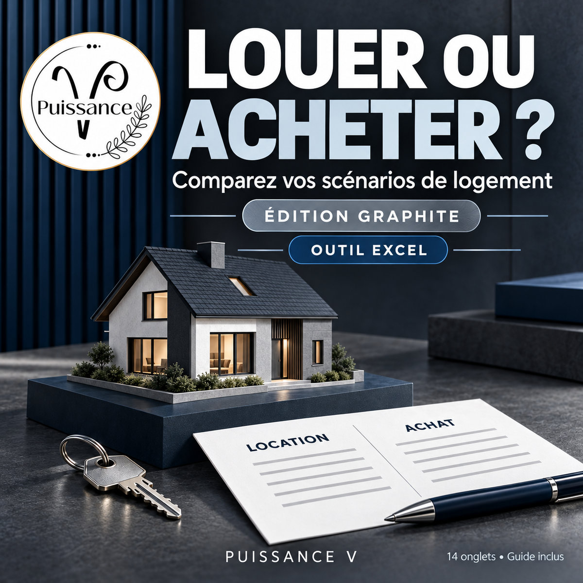 Comparateur Excel Louer ou acheter Puissance V, version masculine Graphite incluse avec la version Sauge.