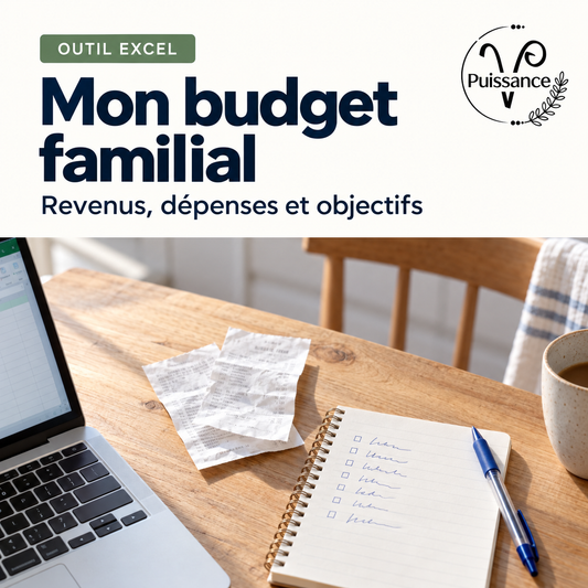 Mon budget familial — Excel, 2 styles inclus — visuel de présentation Puissance V