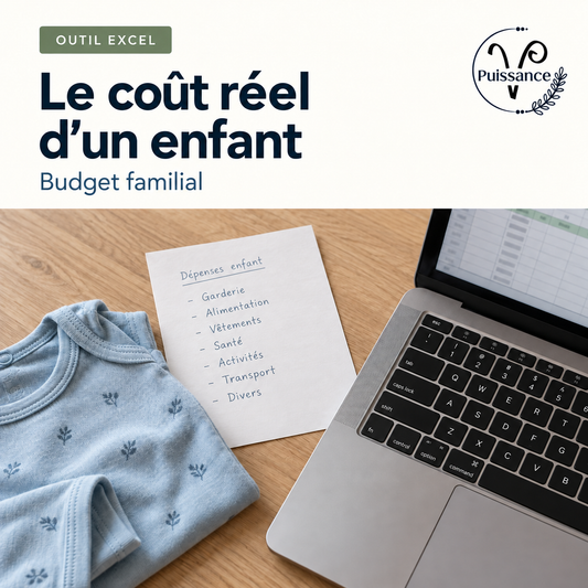 Le coût réel d’un enfant — Excel, 2 styles inclus — visuel de présentation Puissance V
