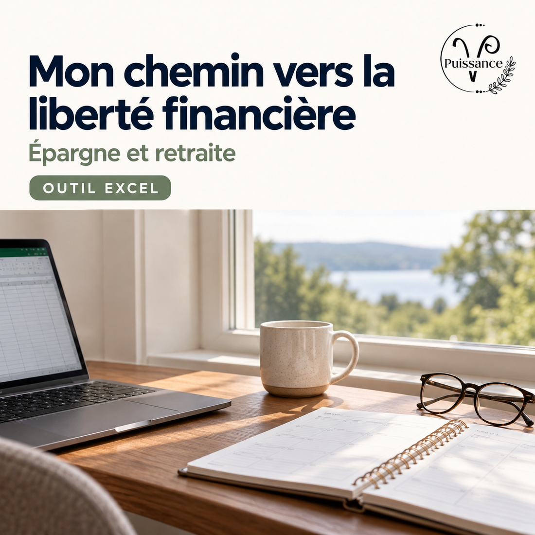 Mon chemin vers la liberté financière — Excel, 2 styles inclus — visuel de présentation Puissance V