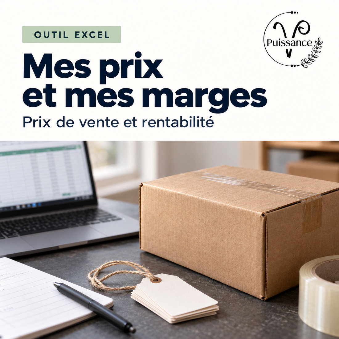 Mes prix et mes marges — Excel, 2 styles inclus — visuel de présentation Puissance V