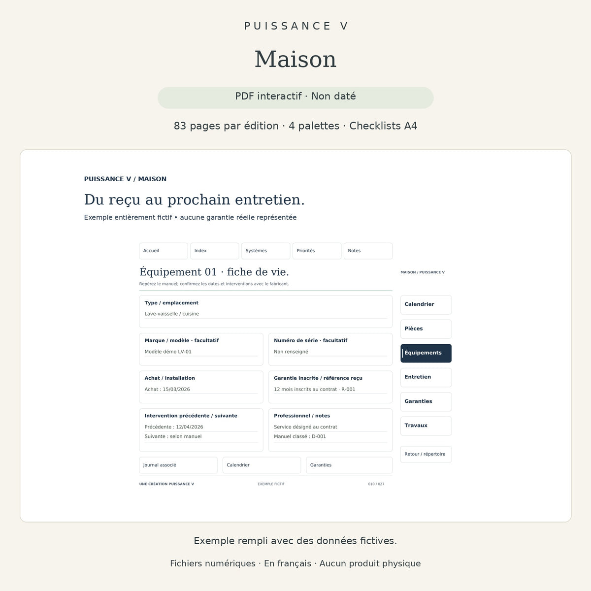 Maison Puissance V — exemple fictif dans le PDF