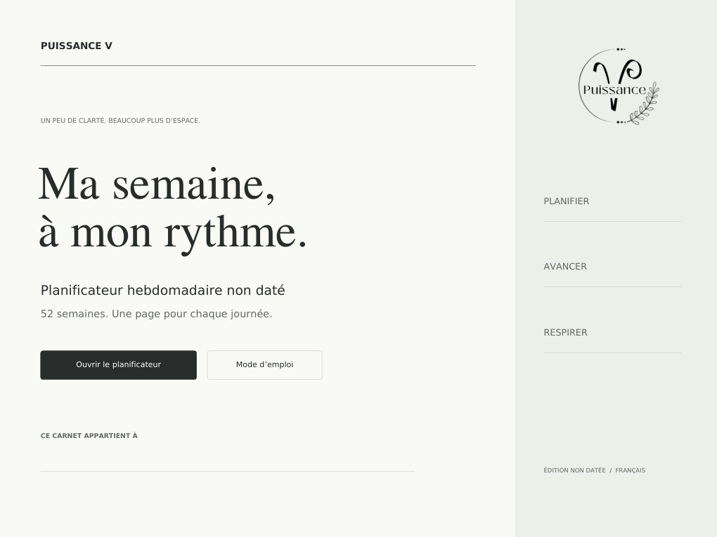 Puissance V Planificateur Hebdomadaire Logo Actuel p1